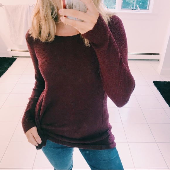 Eileen Fisher Tops - EILEEN FISHER MAROON KNIT LONG SLEEVE